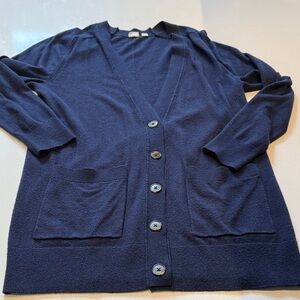 GAP Long Cardigan Button Sweater, Navy, Size M
